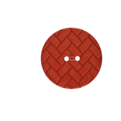 Button 315835 Herringbone Design Red 18mm