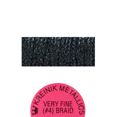 Kreinik Metallic #4 Braid   005HL Black High Lustre