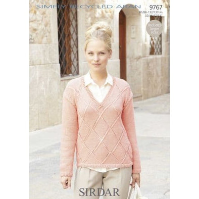 Sirdar 9767 Simply Recycled Aran Sweater Knitting
