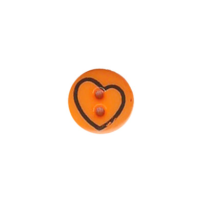 Button 211632 Orange with Heart 13mm
