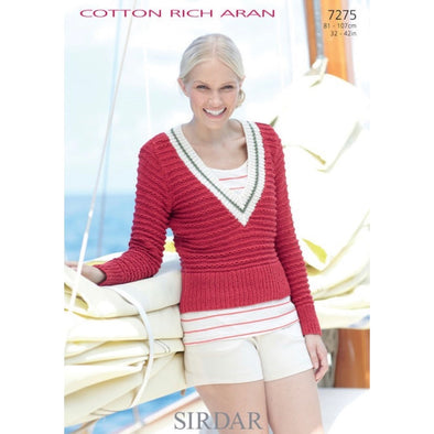 Sirdar 7275 Cotton Rich Aran Sweater