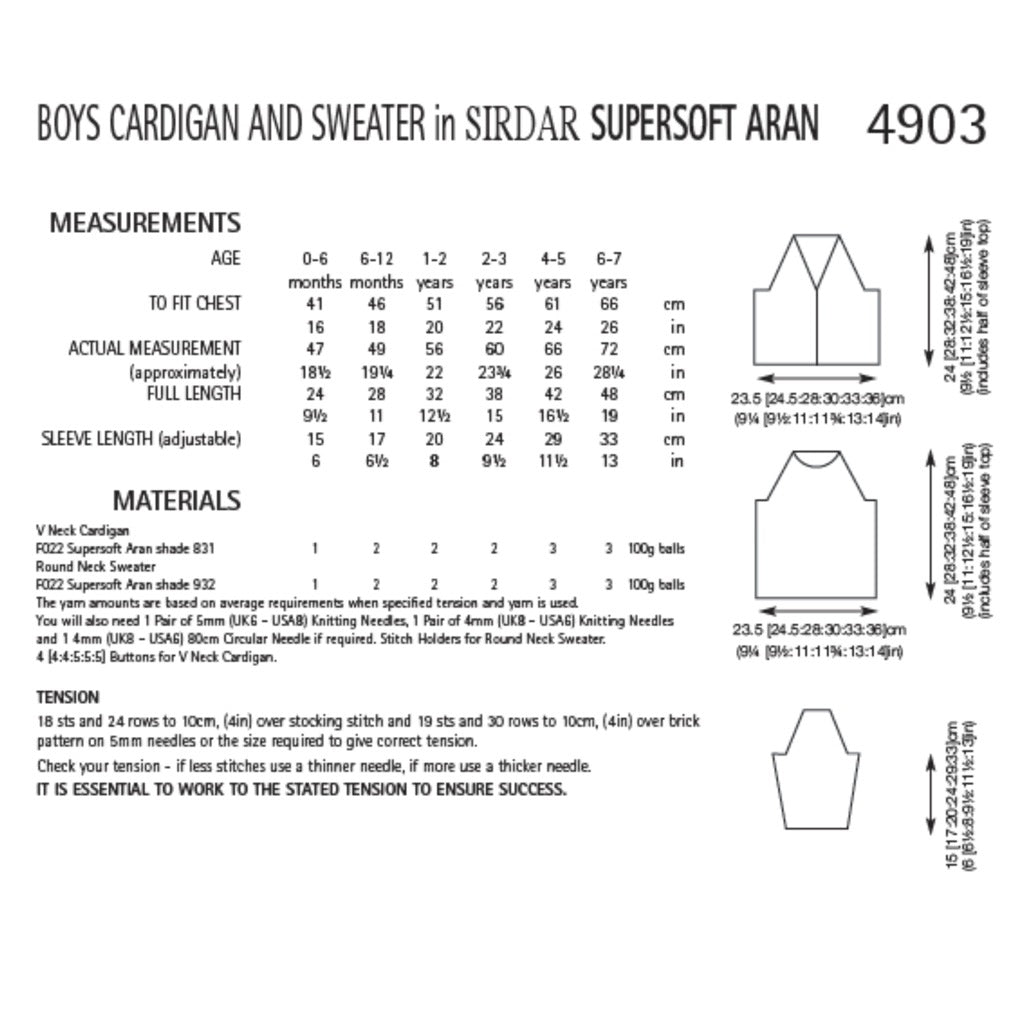 Sirdar 4903 Supersoft Aran Cardigan pullover