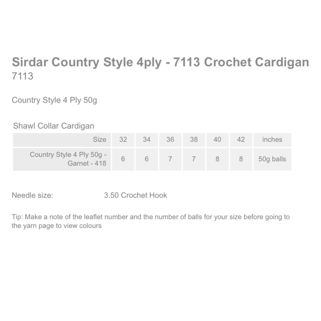 Sirdar 7113 Country Style 4 ply Cardigan