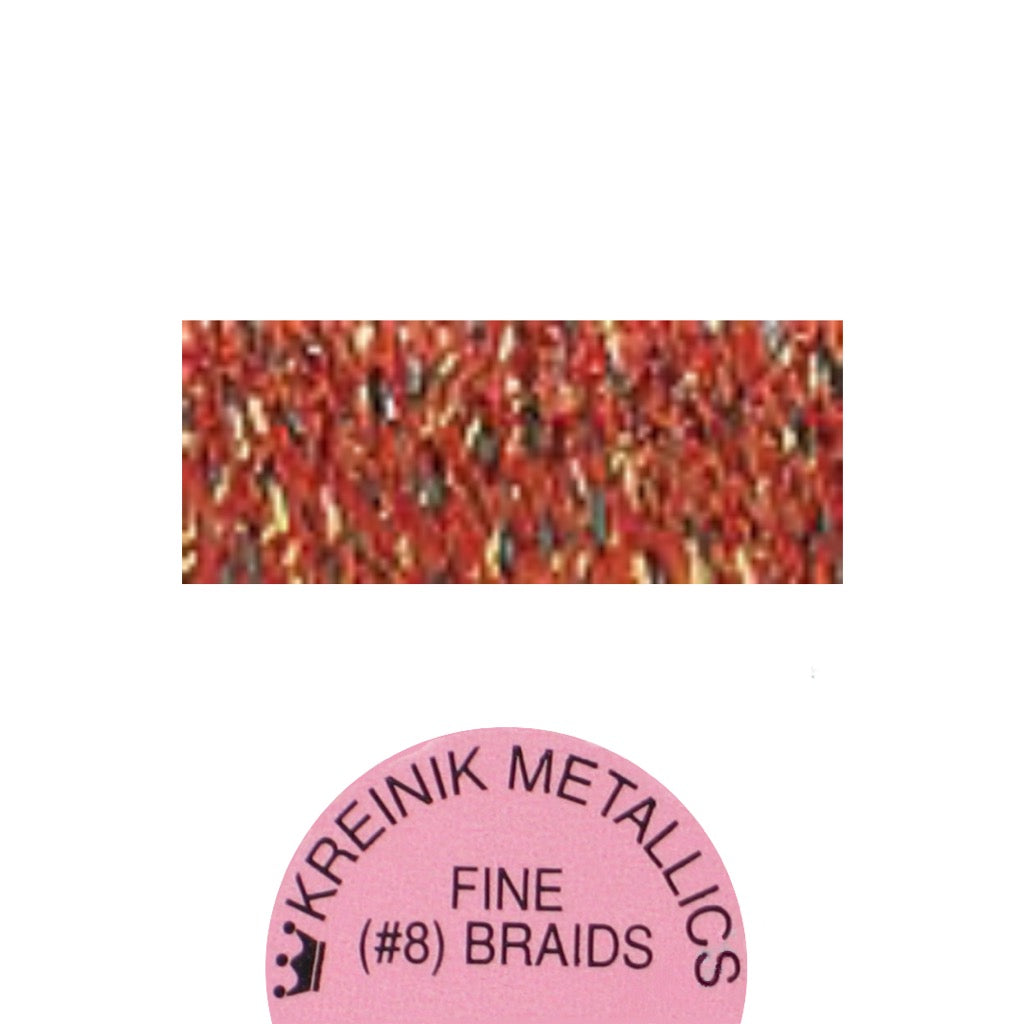 Kreinik Metallic #8 Braid  307 Deep Coral