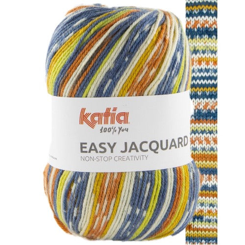 Easy Jacquard 405 Blue - orange - Green - yellow - Ecru Worsted