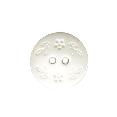Button 221656 White Floral Etched 15mm