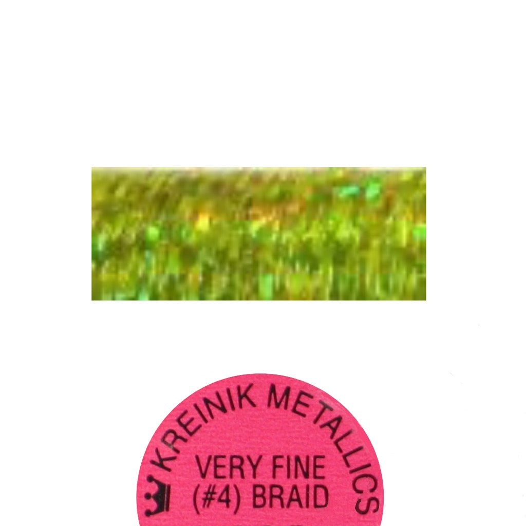 Kreinik Metallic #4 Braid   015L Laser Lime Holographic