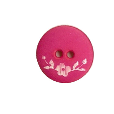 Button 261131 Pink with Floral Design 18mm
