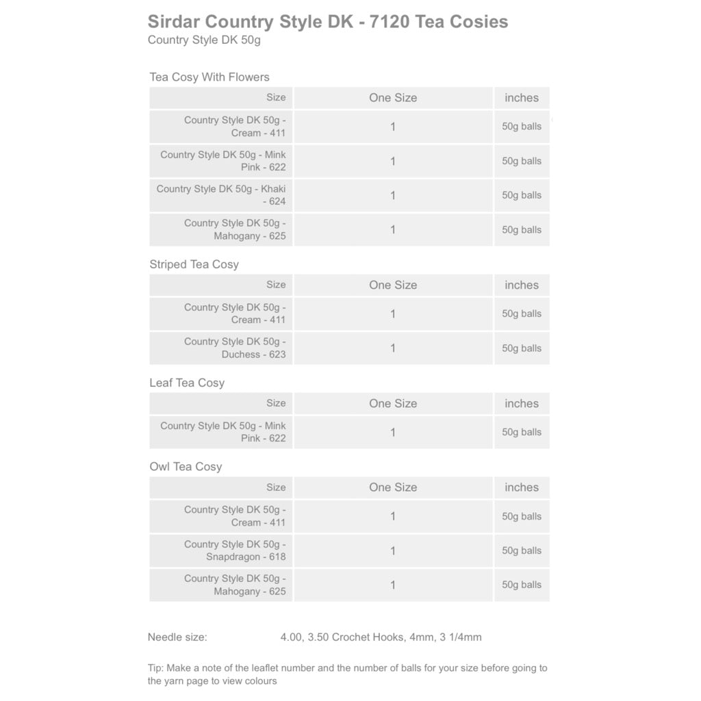 Sirdar 7120 Country Style DK Teapot