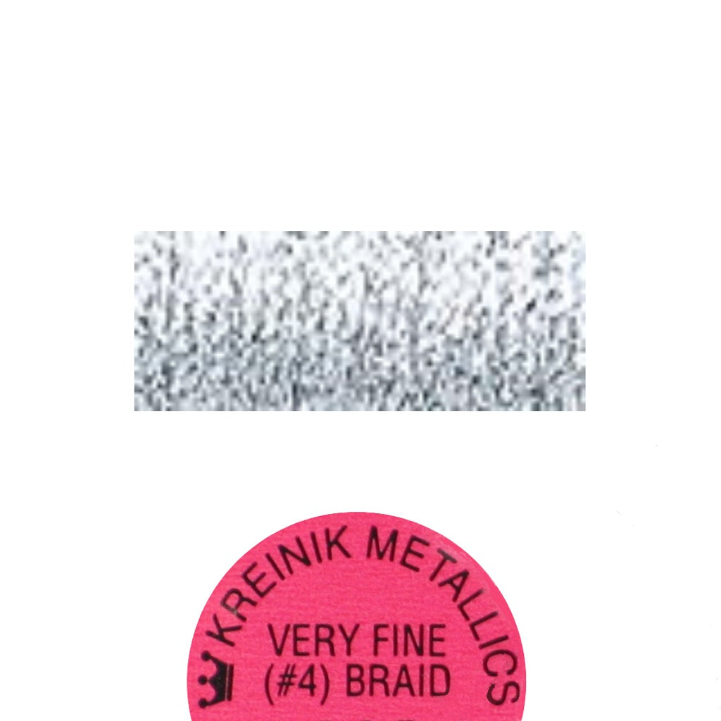 Kreinik Metallic #4 Braid   001HL Silver High Lustre