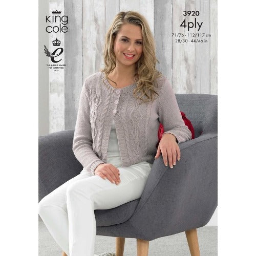 King Cole 3920 Bamboo Cotton 4ply Cardigan